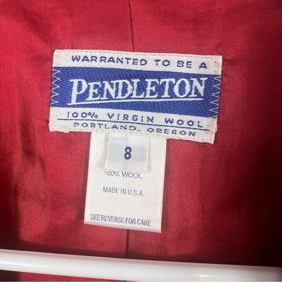 Pendleton Vintage Red 100% Virgin Wool Made in USA Blazer Size 8 Office Holiday - Picture 5 of 10